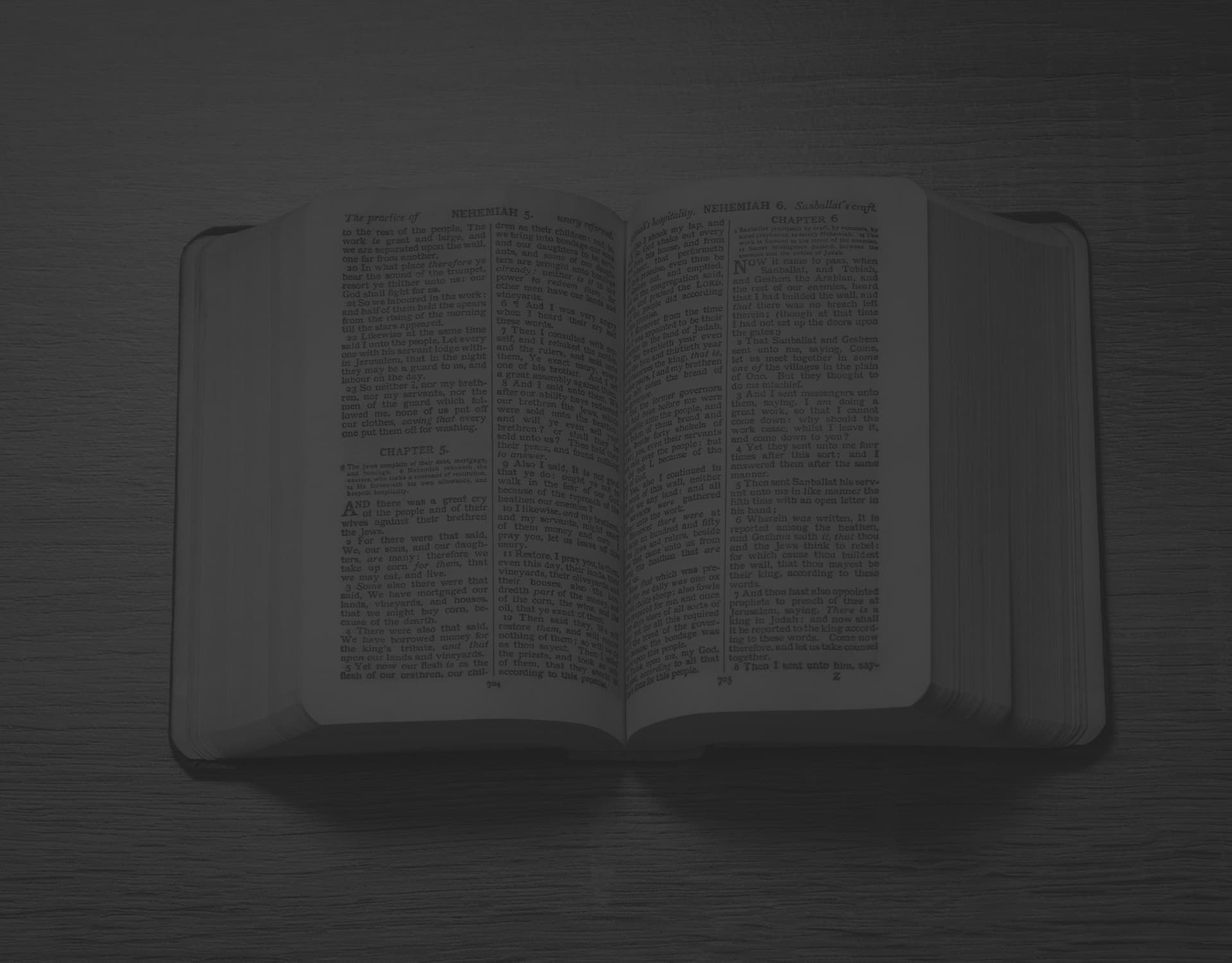 An open Bible used in First Bossier's Growing Together in the Word artwork.