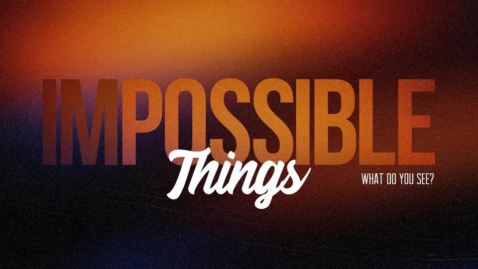 Impossible Things: What do you see? Orange and navy textured series artwork.